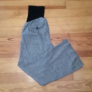 Linen wide leg full panel maternity pants